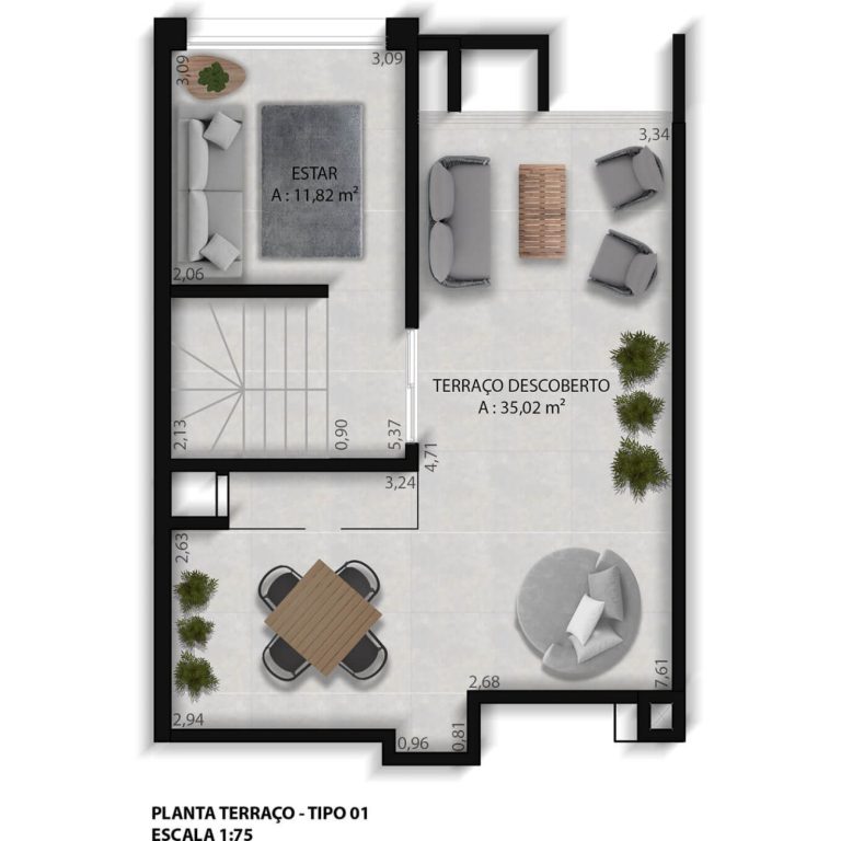 Planta Terraço Terracota I Unidade 11